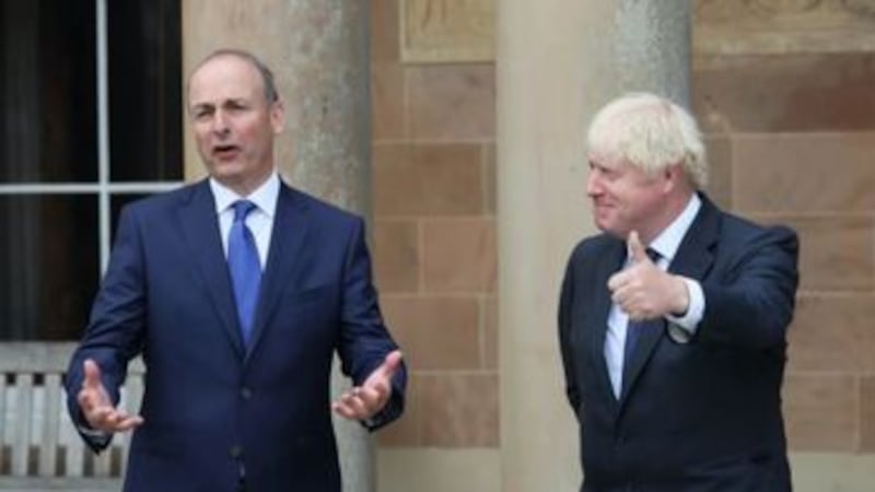 &nbsp;Prime Minister Boris Johnson (right) and Taoiseach Micheal Martin at Hillsborough Castle in August. Picture by Brian Lawless/PA