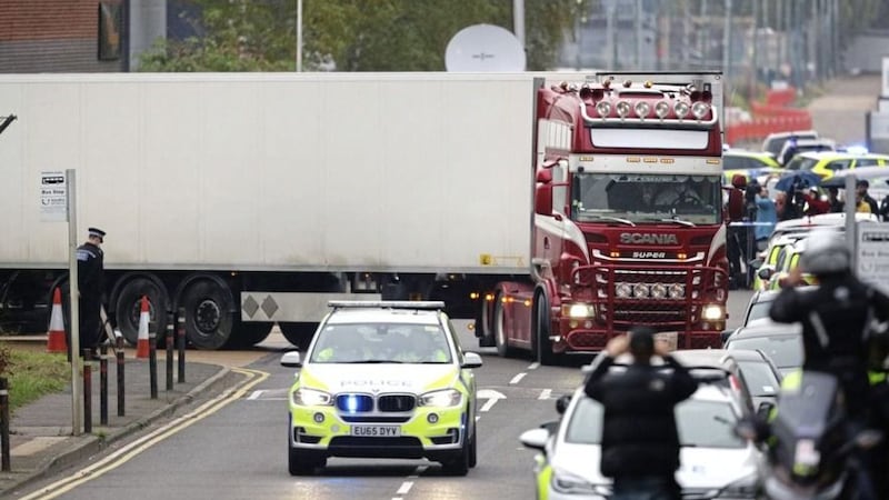 The container lorry where 39 Vietnamese people were found dead in an Essex industrial estate in October 2019. Picture by Aaron Chown, Press Association