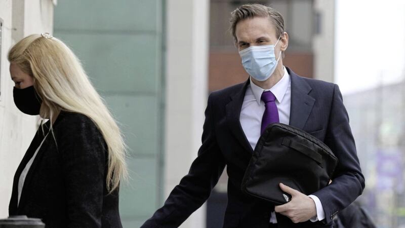 Dr Christian Jessen appeared at Belfast High Court to testify and face cross-examination in a libel case taken against him by Arlene Foster. Picture by Hugh Russell 