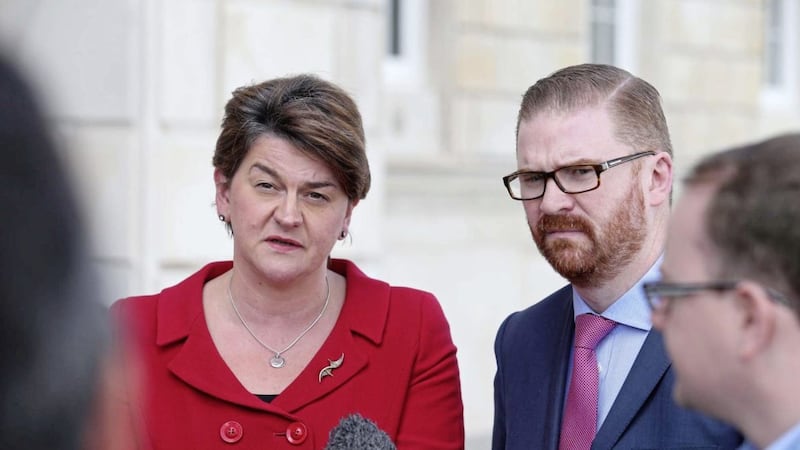 First Minister Arlene Foster and Finance Minister Simon Hamilton. Picture by Mal McCann