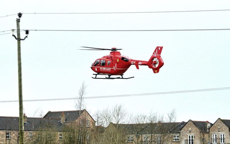 A search helicopter above the Ecos Centre nature reserve in Ballymena. Picture by Pacemaker 