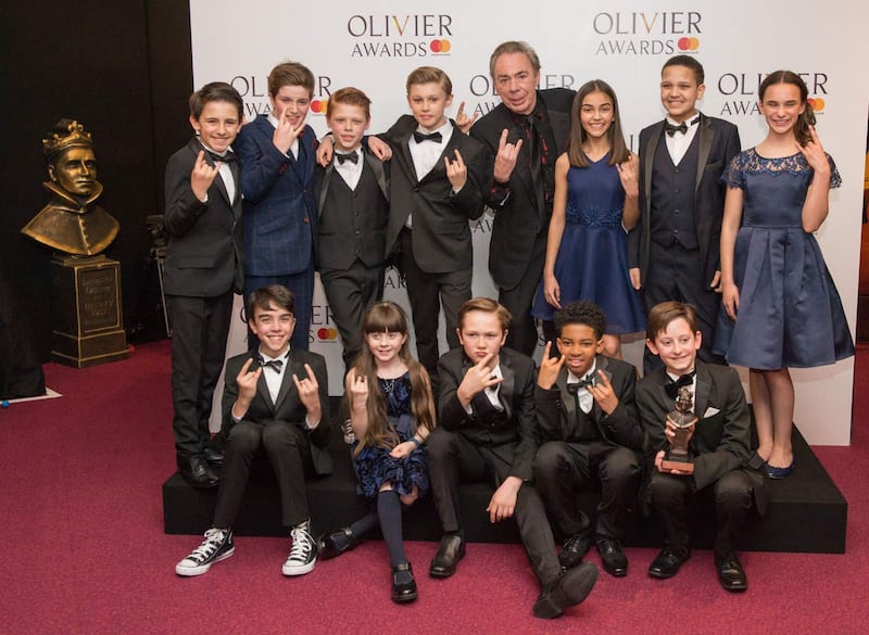 Andrew Lloyd Webber and the cast of The School of Rock