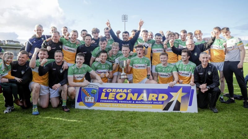 Laurence O'Toole's, Belleek celebrate their victory in the Armagh JFC Final. <br />Pic: Philip Magowan