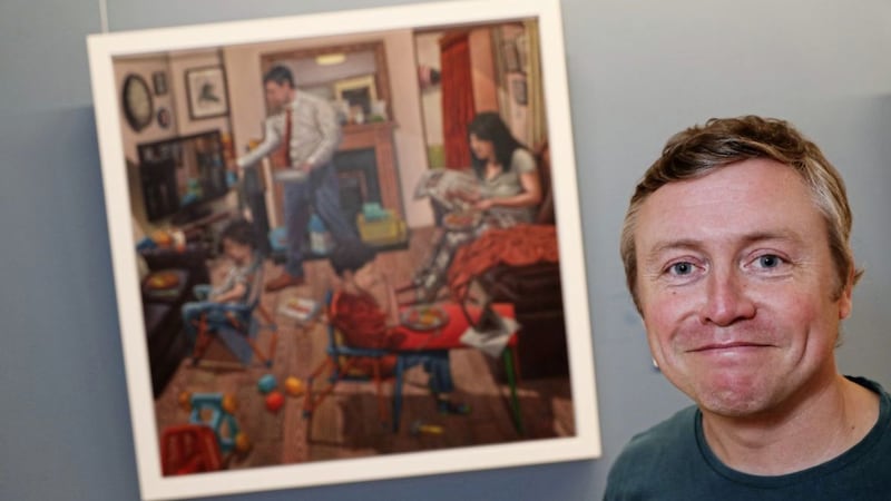 Belfast artist Connor Maguire portrays family life in 2019 in his oil painting, shortlisted for the Zurich Portrait Prize 