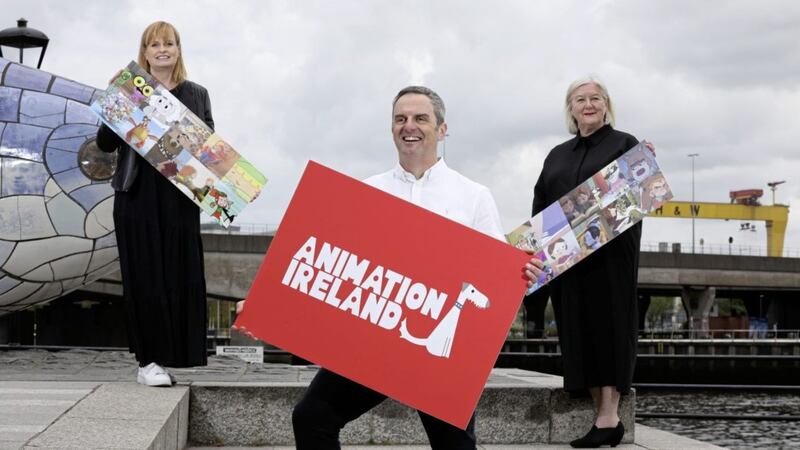 Nicola Lyons of NI Screen with Animation Ireland chief executive Ronan McCabe and Kate O&#39;Connor from Animation UK, who have signed an agreement allowing Northern Ireland studios to be members of Animation Ireland. Picture: Darren Kidd/PressEye 