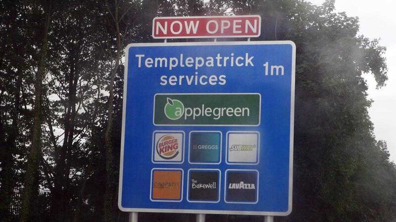 Applegreen advertising on the side of the M2 motorway. Pictures by Matt Bohill