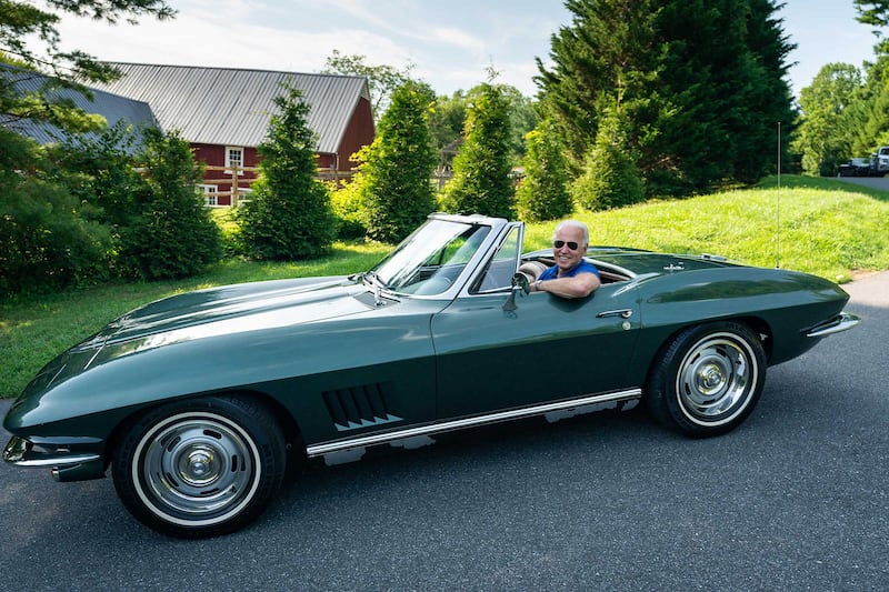President Biden in his Corvette. Picture by Adam Schultz