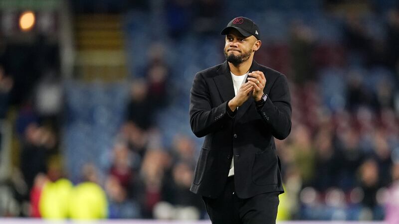 Burnley manager Vincent Kompany applauds the fans following the Premier League match at Turf Moor, Burnley