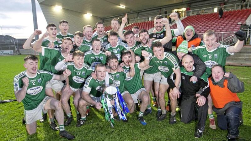 Gaoth Dobhair celebrate their AIB Ulster Club SFC triumph over Scotstown in December.<br /> Picture by Philip Walsh