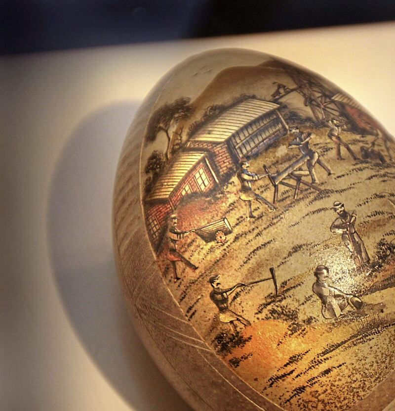 Decorated ostrich eggs are among items in the Curious Collections exhibition at the Tower Museum in Derry. Picture Margaret McLaughlin 