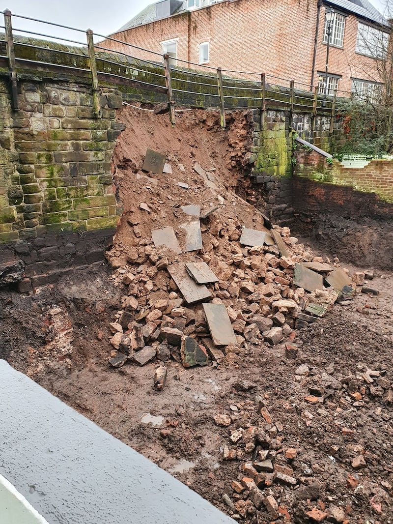 Chester’s ancient walls collapsed on Thursday night 