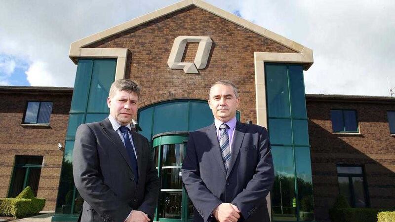 Liam McCaffrey, CEO, right, and Kevin Lunney, operations director of the new Quinn Industrial Holding Group in Derrylinn 