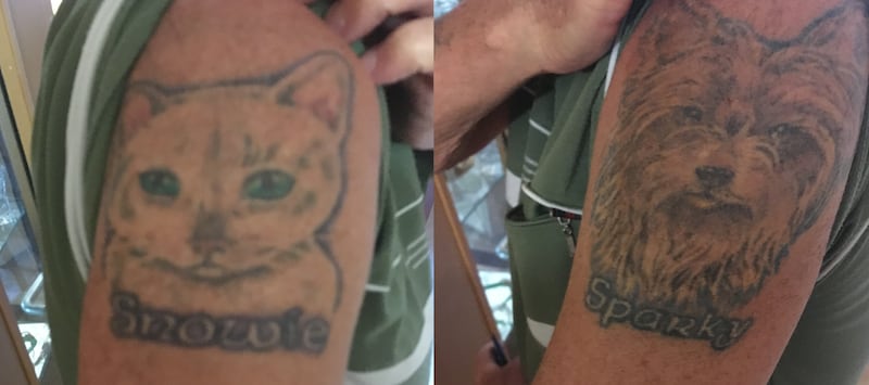 The tattoos of Francie Arthurs's beloved pets