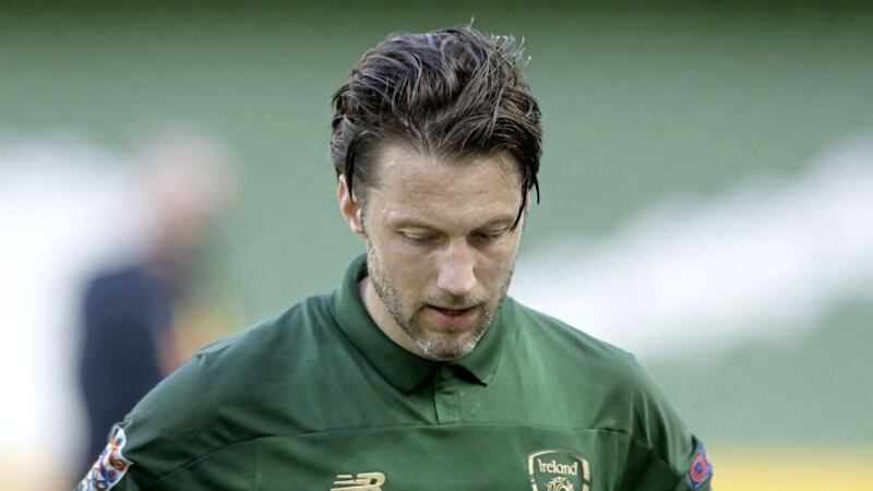 Republic of Ireland&#39;s Harry Arter looks dejected after last month&#39;s 1-0 defeat to Finland 