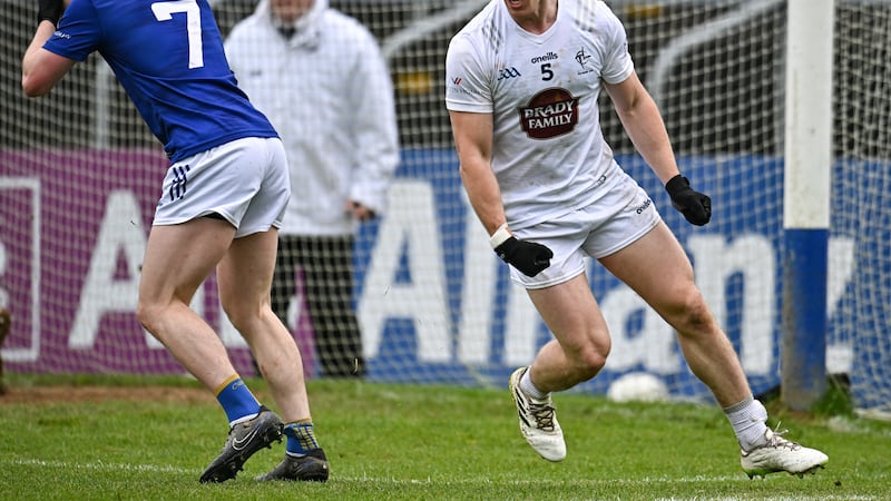 Jack Sargent of Kildare celebrates after scoring a late point to win the game as Gavin Fogarty of Wicklow reacts during the Leinster GAA Football Senior Championship quarter-final
