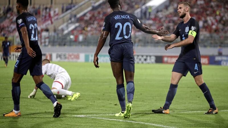England's Danny Welbeck celebrates scoring his side's third goal in the 4-0 win over Malta