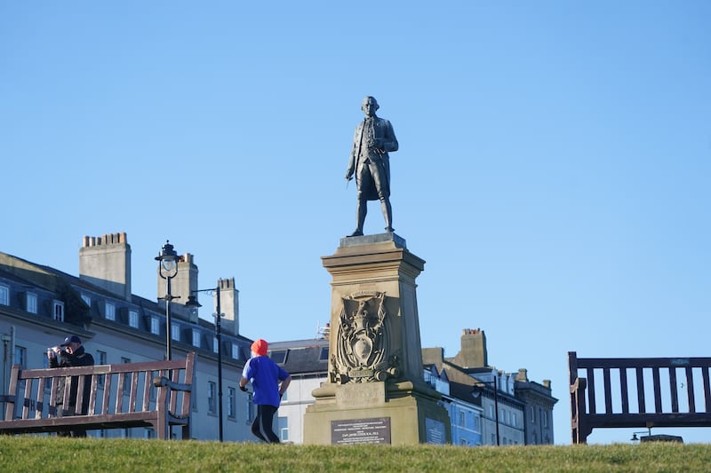 The memorial statue for Captain James Cook in Whitby, Yorkshire