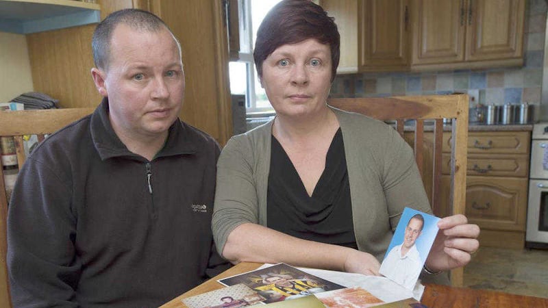 The family of James Hughes refuse to attend the inquest into his killer&#39;s death. Pictured are his sister Rita and brother Christopher. Picture by Irish Dally Mail 