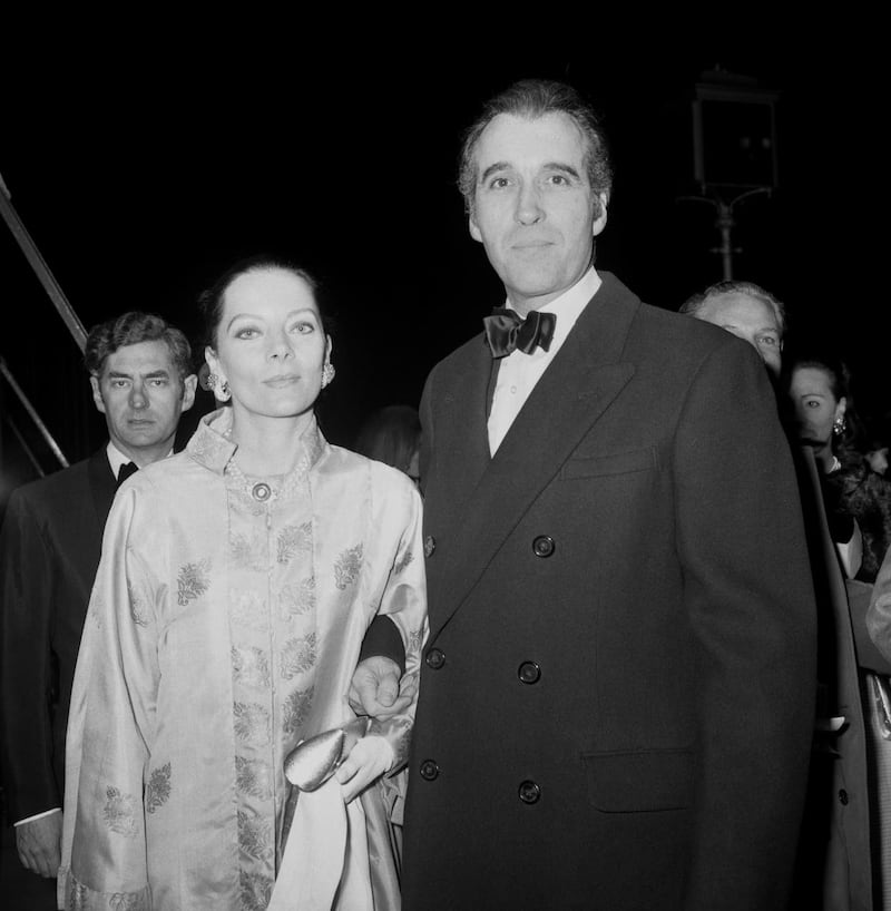 Ekland with Christopher Lee