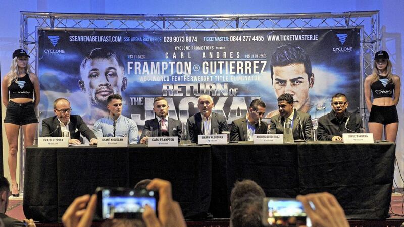 Carl Frampton announces his July 29 showdown against Mexico&#39;s Andres Gutierrez during yesterday&#39;s press conference. Picture by Justin Kernoghan/Photopress 