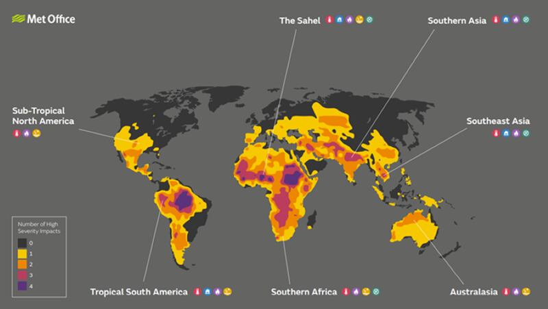Map of climate impacts