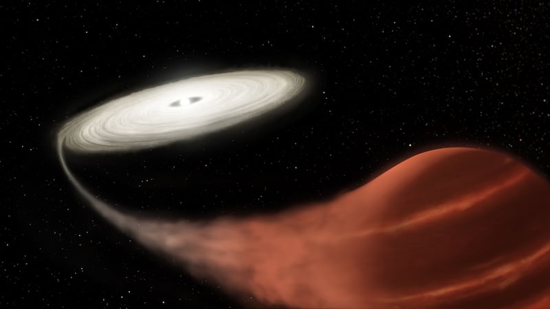 Evidence of a white dwarf star ‘gorging’ on a much smaller brown dwarf companion has been observed.