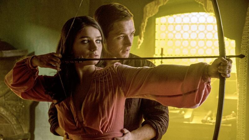 Taron Egerton as Robin and Irish actress Eve Hewson in Robin Hood 