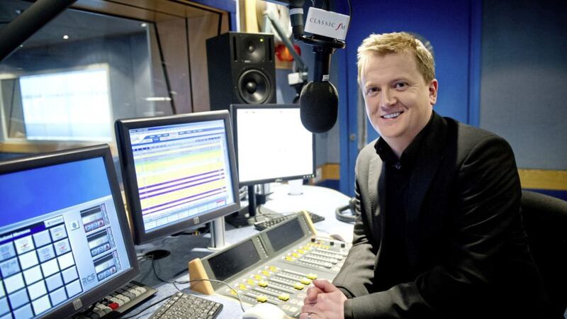 Singer and broadcaster Aled Jones in the Classic FM studio 