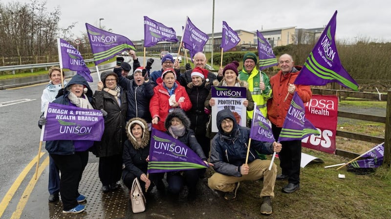 Unison health workers will be among those staging strike action across Northern Ireland on Monday. Picture: Ronan McGrade. 
