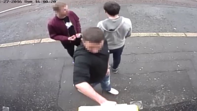 CCTV showed a man allegedly punching the defibrillator in east Belfast&nbsp;