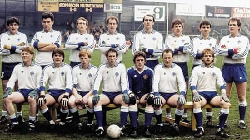 The Monaghan team that won the National League and the Ulster title in 1985. Hugh Clerkin is pictured on the far right of the back row 