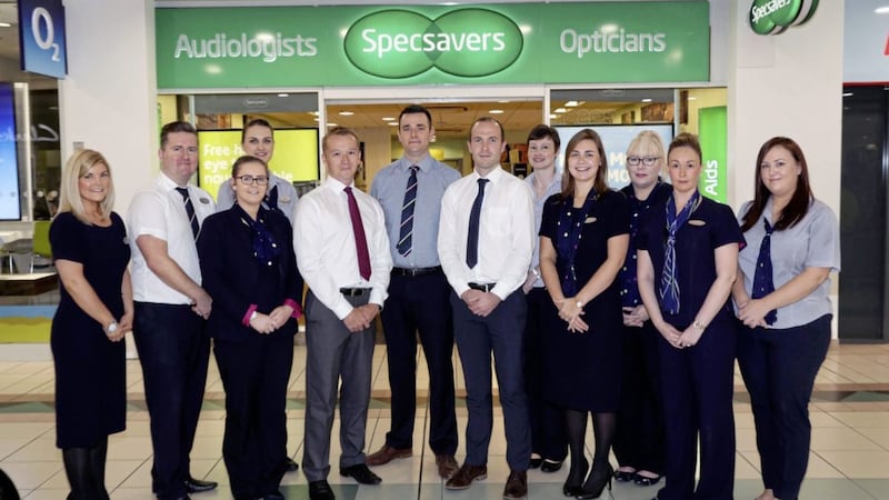 Specsavers Craigavon store directors Michael Kennedy, JP Rice and Colm Campbell and their team look forward to increasing capacity for customer testing 