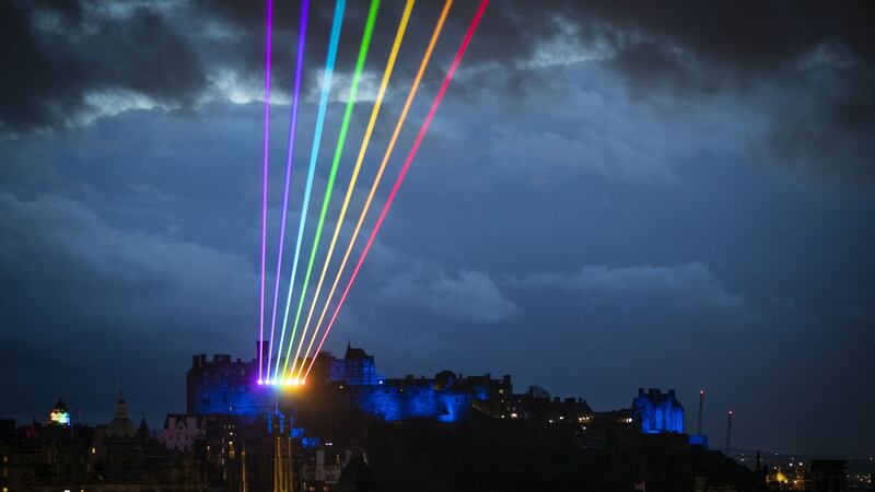 The spectacular show was the Scottish premiere of Global Rainbow, an installation by Puerto Rico-born artist Yvette Mattern.