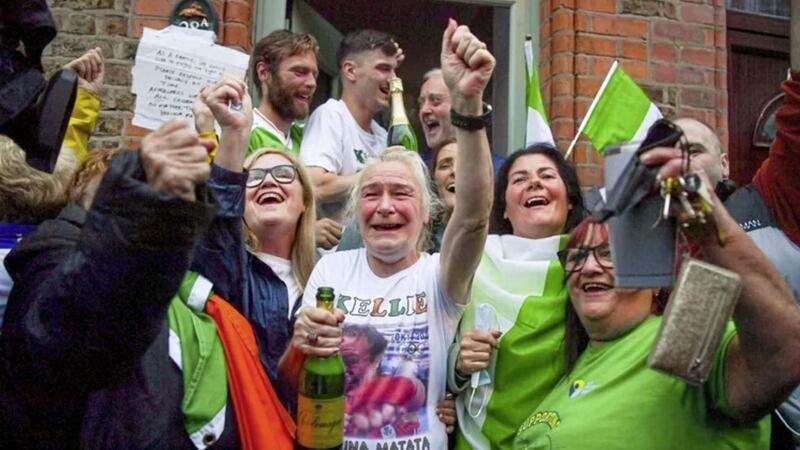 An RT&Eacute; news report which showed celebratory scenes in Portland Row in Dublin after boxer Kellie Harrington won gold in Tokyo was unable to be watched by viewers in Northern Ireland 