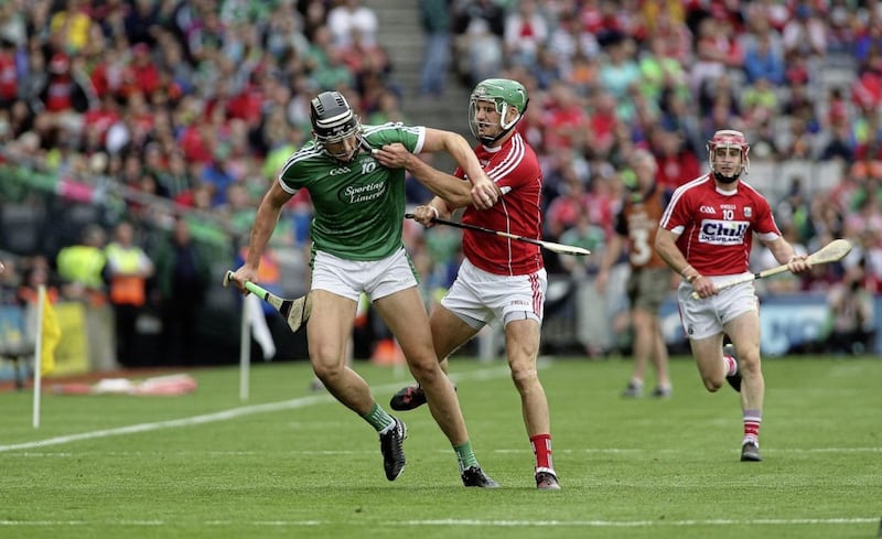Limerick&#39;s Gearoid Hegarty comes under from Cork&#39;s Eoin Cadogan. There was no hiding place for Cadogan when he struggled, and that&#39;s hurling&#39;s way. You do your job, or you sit down. Picture by Seamus Loughran 