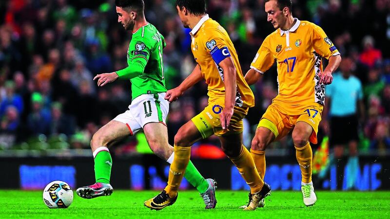 Former Cork City striker Sean Maguire got his first taste of international soccer against Moldova