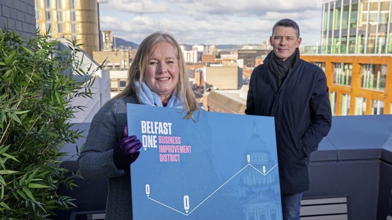 Belfast One BID&#39;s managing director Kathleen McBride and chair Stephen Mewha launch plans for the next five years which will secure over &pound;4.5m investment for the city centre 