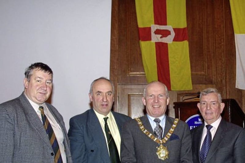 John O&#39;Reilly, a former chairman of the Ulster Council, died on Tuesday, a week after being assaulted. Mr O&#39;Reilly is pictured with delegates of the Ulster Convention, who met former Lord Mayor of Belfast. Pictured (l-r) are Joe O&#39;Boyle, Danny Murphy, John O&#39;Reilly and Aogan Farrell. Picture by John F Kelly 