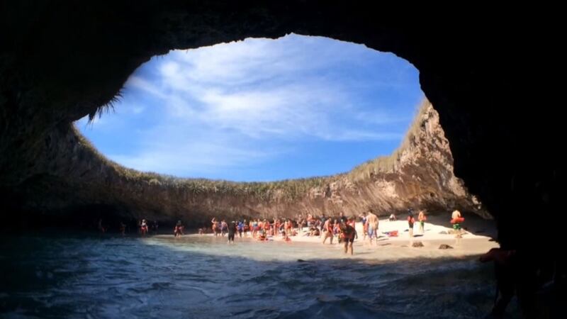 See the incredible hidden beach in Mexico that you have to swim underwater to get to