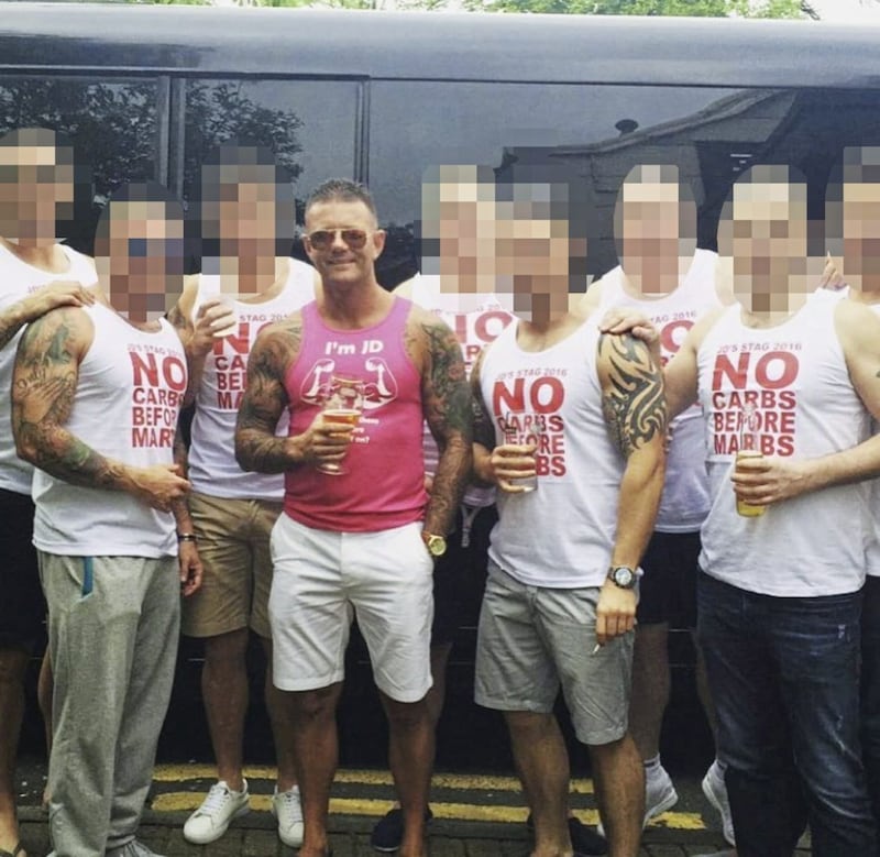 Jim 'JD' Donegan on his stag weekend with friends in Marbella.