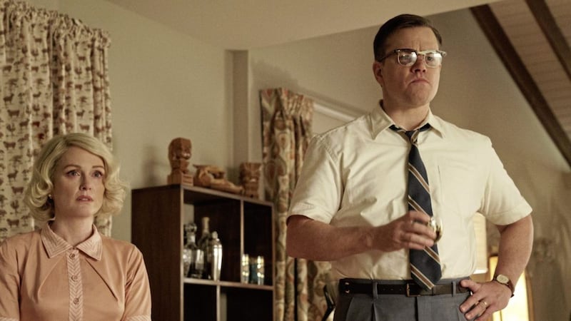 Julianne Moore as Margaret and Matt Damon as Gardner Lodge in Suburbicon 