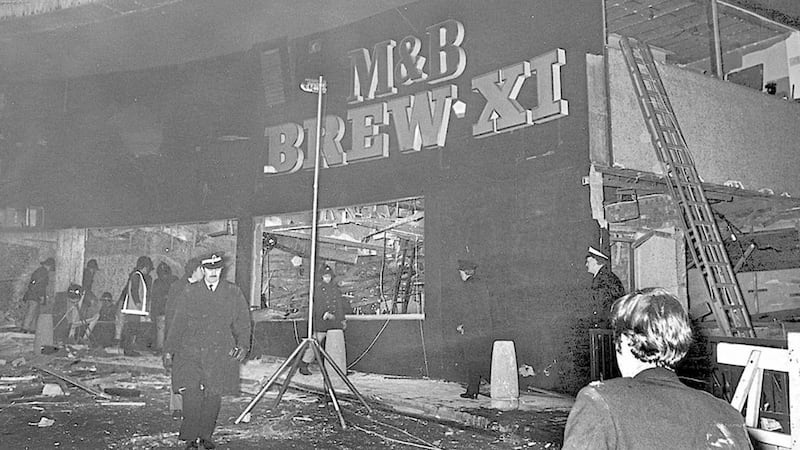 Rescue workers at the Mulberry Bush Pub in Birmingham after IRA bomb attacks in the city on November 21 1974 