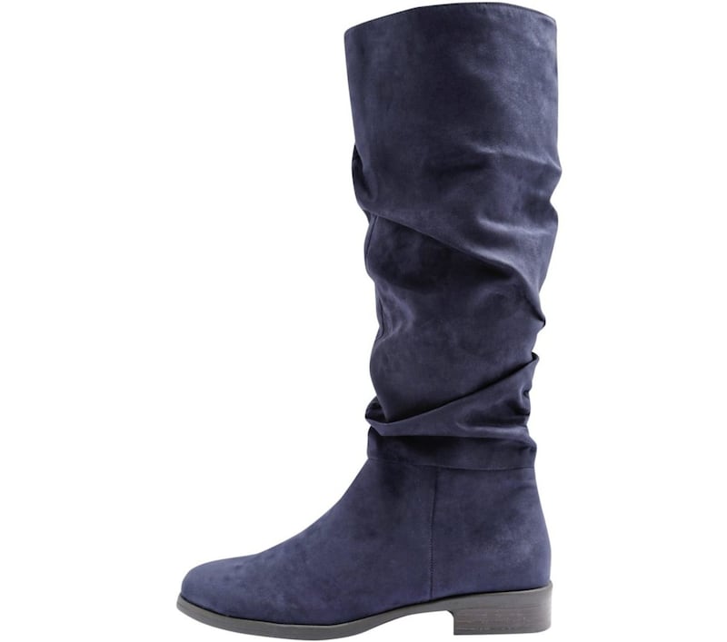 M&amp;Co Leah Navy Flat Rouche Knee High Boots, &pound;49 