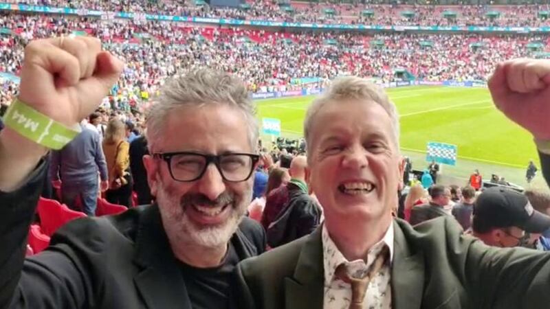 The comedian was in the crowd at Wembley for Tuesday’s match.