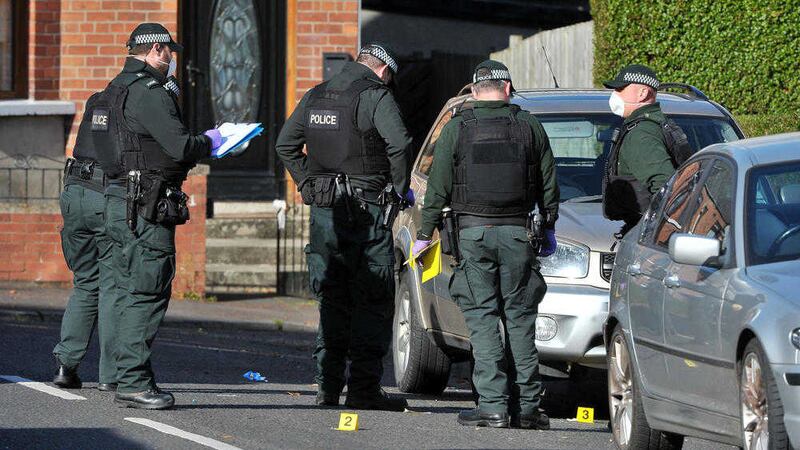 Police search the scene of a bomb find in north Belfast &nbsp;