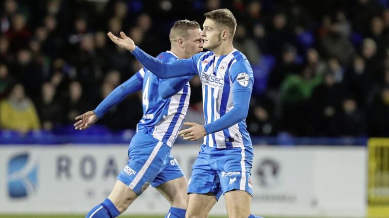 Aaron Jarvis was the hero for Coleraine on Saturday as his second-half brace rescued a draw against Glentoran Picture by Desmond Loughery/Pacemaker 
