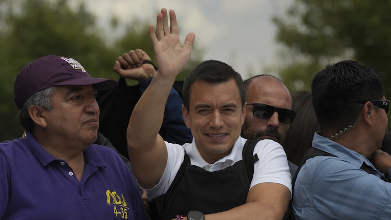 Presidential candidate Daniel Noboa now wears a bulletproof vest as part of his usual attire (Dolores Ochoa/AP)