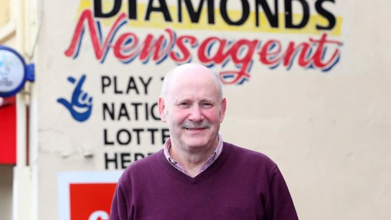 <span style="font-family: Arial, sans-serif; ">Eugene Diamond outside his shop on Broughshane Street in Ballymena. Picture by Mal McCann&nbsp;</span>