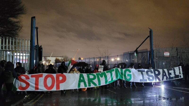 Campaigners are staging a blockade at BAE Systems in Glasgow (Hassan Ghani/PA)