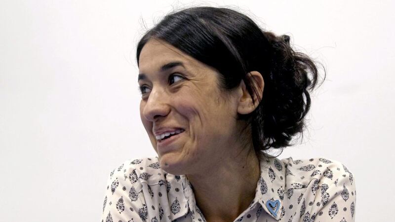 Human rights activist Nadia Murad speaks during an interview with The Associated Press at the International Center in Vienna, Austria. Picture by Ronald Zak, File, Associated Press 